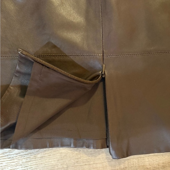 Anne Klein Brown Leather Skirt Size 8 - Picture 12 of 14
